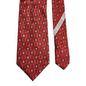 Ermenegildo Zegna Silk Necktie Red Circle Geometric Italian Designer Luxury tie